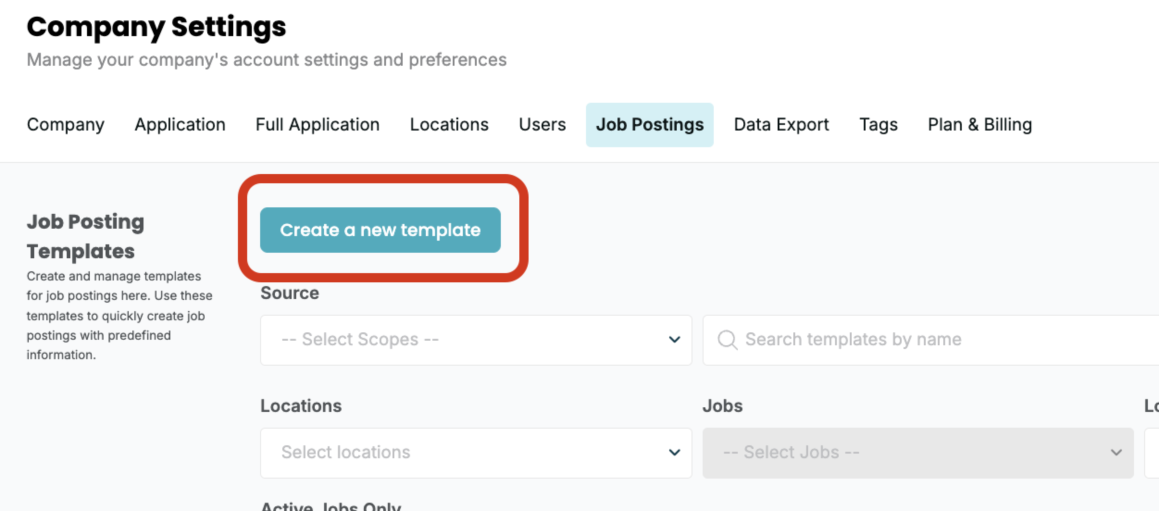 Create a new job template