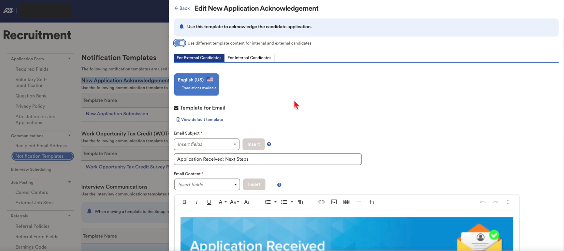 Integration setup screenshot