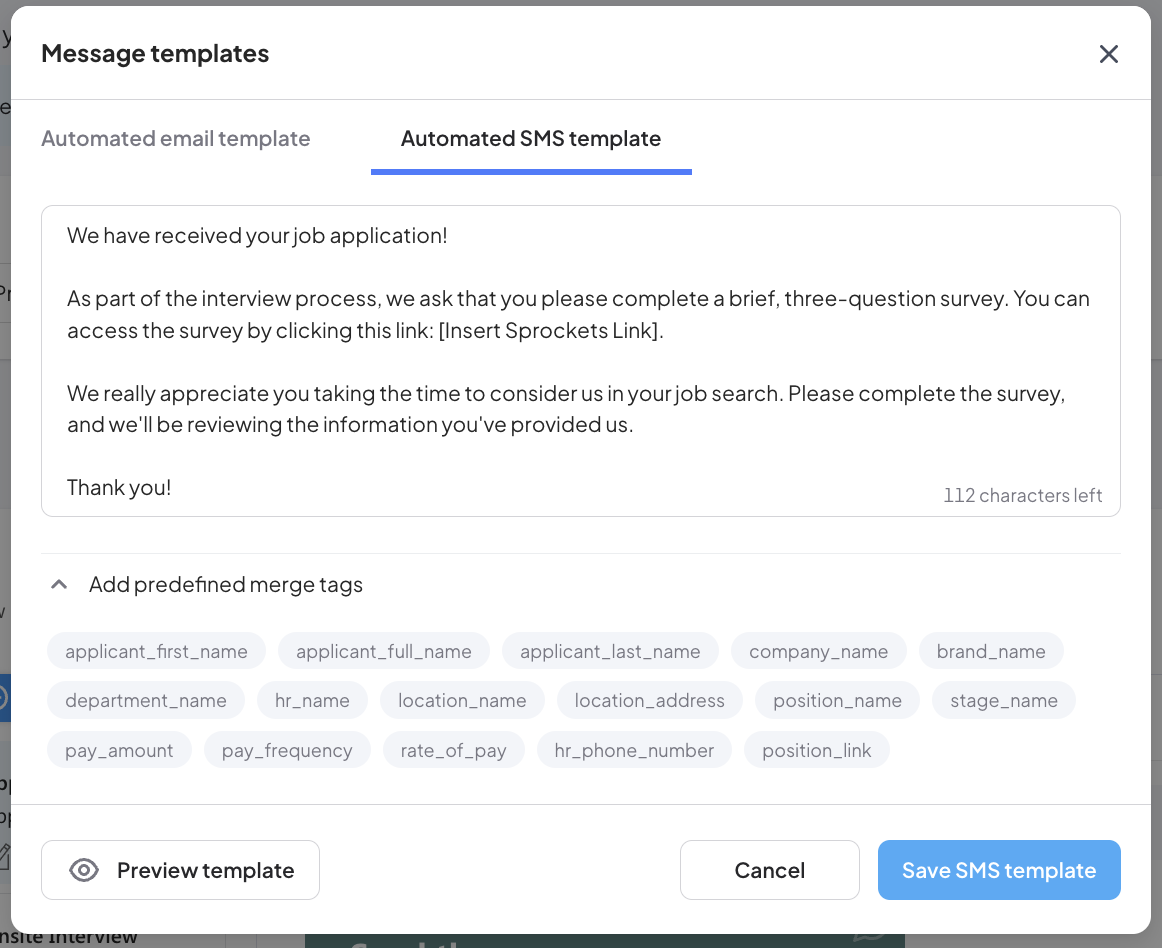 Integration setup screenshot