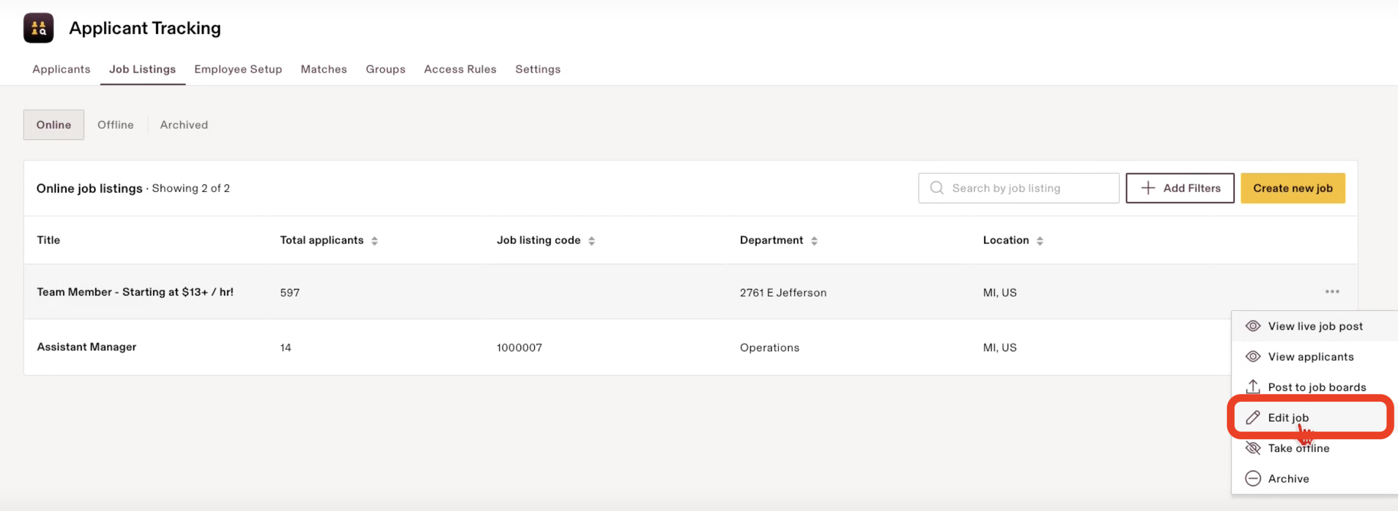 Integration setup screenshot