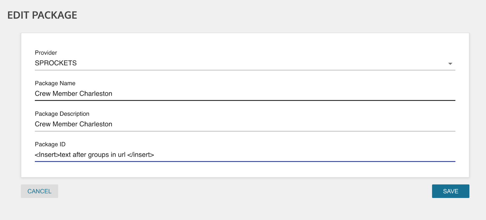 Integration setup screenshot