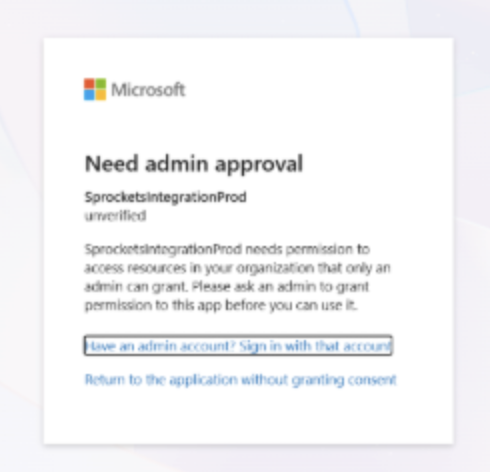 Microsoft admin center screenshot for opening admin settings