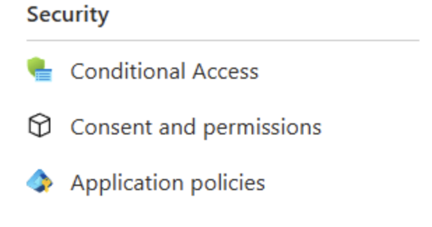 Microsoft Entra ID navigation showing Consent and permissions and Admin consent settings